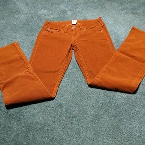 True Religion Rust Orange Corduroy Pants